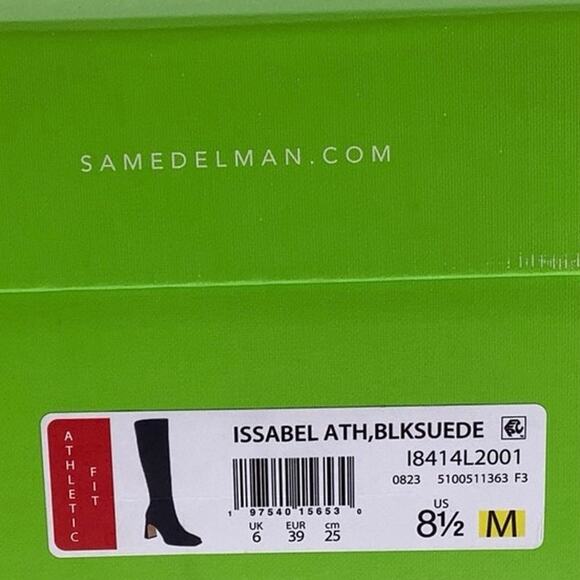 Sam Edelman Size 8.5 Black Suede Issabel Heeled Knee High Boots Square Toe P28-1 - Picture 8 of 9
